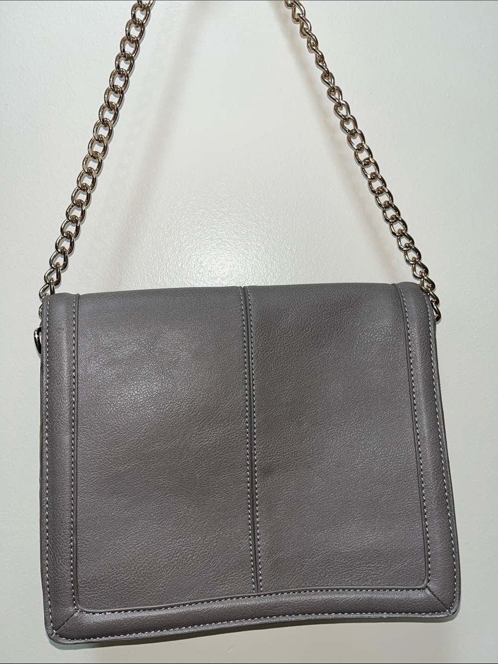 BCBG Paris Gray Leather Crossbody with Chain Strap - Picture 9 of 9